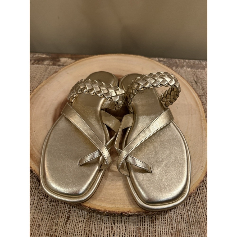 Michael Kors Alba Thong Sandal Slide Pale‎ Metallic Gold 7M New Rt-155$ - Picture 3 of 4